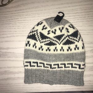 Gray and White Knit Beanie